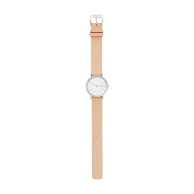 Signatur Lille Two Hand Sand Leather Watch SKW2839 Skagen