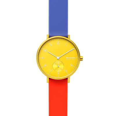 Helmstedt x SKAGEN AAREN 36mm 三針 ブルーシリコンウォッチ SKW2894