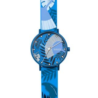 Aaren Three-Hand Floral Print Blue Silicone 36mm Watch