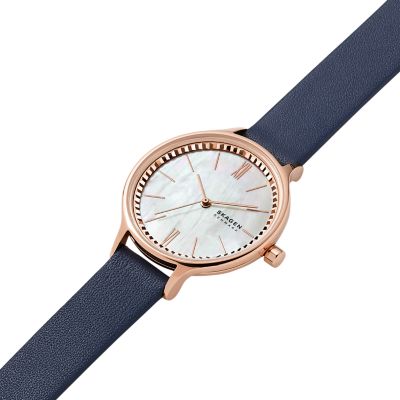 ANITA 三針 ブルーレザーウォッチ SKW2864 - Skagen