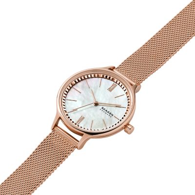 Anita Lille 三針 ローズトーンスチールメッシュウォッチ SKW2865 - Skagen