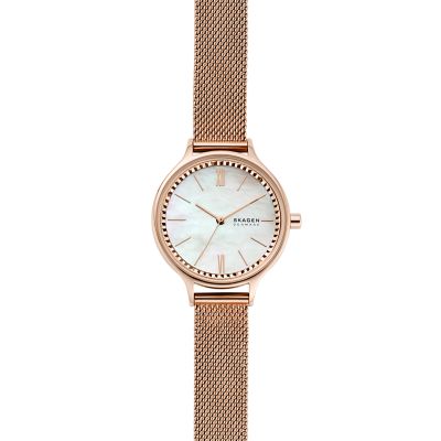 Anita Lille 三針 ローズトーンスチールメッシュウォッチ SKW2865 - Skagen