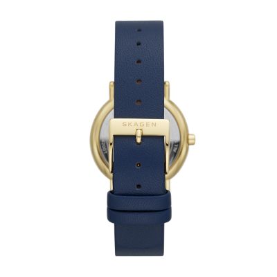 Signatur Two Hand Blue Leather Watch SKW2867 Skagen