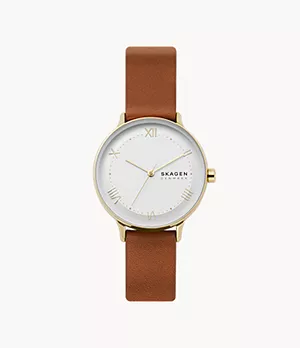 Nillson Three-Hand Medium Brown Leather Watch