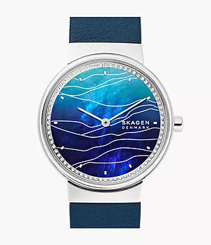 Freja Two-Hand Blue Leather Watch