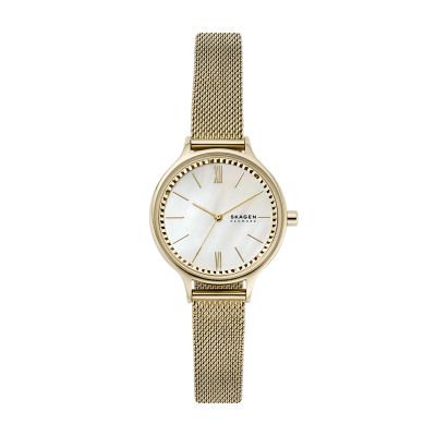 ☆☆SKAGEN アニータ SKW2907 クォーツ パール文字盤 ゴールド×ホワイト レディース アナログ 腕時計