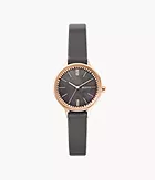Anita Lille Three-Hand Charcoal Leather Watch