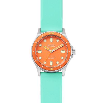 Fisk Three Hand Green Silicone Watch