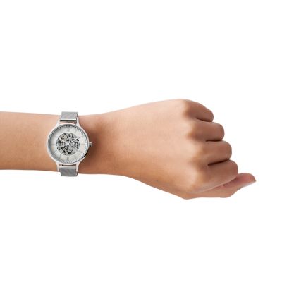Anita Automatic Silver-Tone Steel Mesh Watch