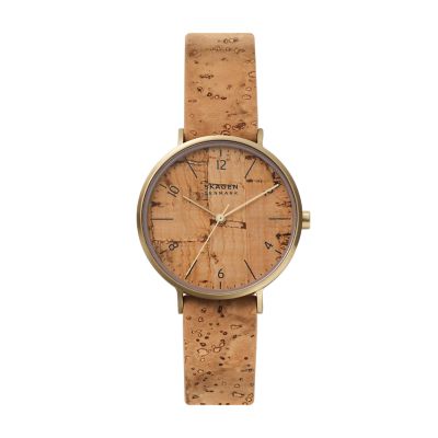 Aaren Naturals Three Hand Tan Strap Made With Cork Watch SKW2974