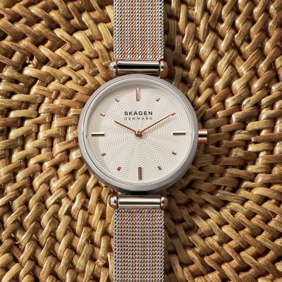 AMBERLINE 二針 ツートーン スチールメッシュウォッチ SKW2978 - Skagen