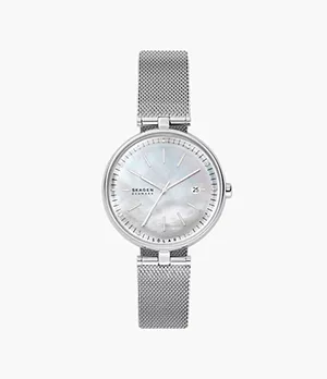 Karolina Solar-Powered Silver-Tone Steel Mesh Watch