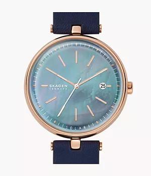 Karolina Solar-Powered Ocean Blue Eco Leather Watch