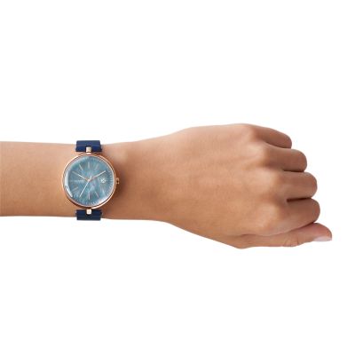 Karolina Solar-Powered Ocean Blue LiteHide™ Leather Watch