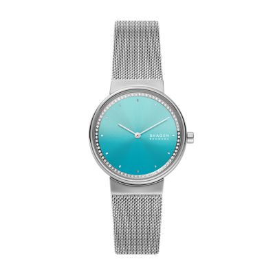 Freja Two Hand Silver Tone Steel Mesh Watch SKW2983 Skagen