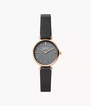 Amberline Two-Hand Charcoal Eco Leather Watch
