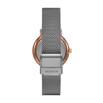 Signatur Lille Two-Hand Charcoal Stainless Steel Mesh Watch