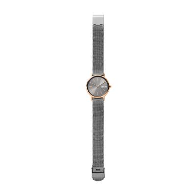 Signatur Lille Two-Hand Charcoal Stainless Steel Mesh Watch