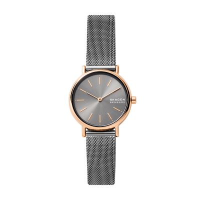 Signatur Lille Two-Hand Charcoal Stainless Steel Mesh Watch