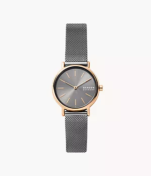 Signatur Lille Two-Hand Charcoal Stainless Steel Mesh Watch