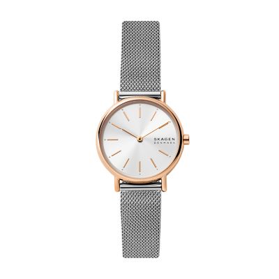 Signatur Lille Slim Gold Tone Steel Mesh Watch SKW2693 Skagen