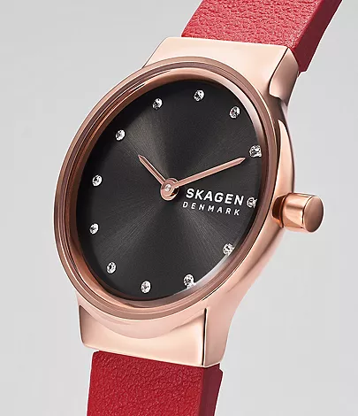 Freja Lille Two-Hand Red Leather Watch SKW3009 - Skagen