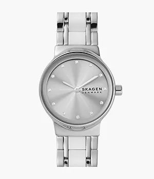 Freja Lille Two-Hand Silver-Tone Stainless Steel and Ceramic Watch