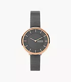 Gitte Two-Hand Charcoal Stainless Steel Mesh Watch
