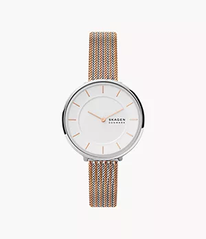 Gitte Two-Hand Two-Tone Stainless Steel Mesh Watch
