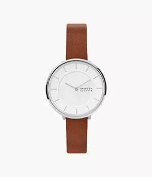 Gitte Two-Hand Medium Brown Leather Watch
