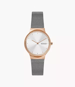 Freja Two-Hand Silver-Tone Stainless Steel Mesh Watch