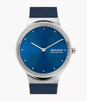 Freja Two-Hand Ocean Blue Stainless Steel Mesh Watch
