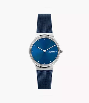 Freja Two-Hand Ocean Blue Stainless Steel Mesh Watch