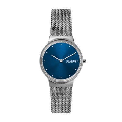 Freja Two Hand Silver Stainless Steel Mesh Watch SKW3028 Skagen