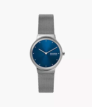 Freja Two-Hand Silver Stainless Steel Mesh Watch