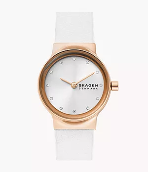 Freja Lille Two-Hand White Leather Watch