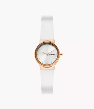 Freja Lille Two-Hand White Leather Watch