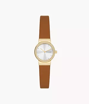 Freja Lille Two-Hand Medium Brown Leather Watch