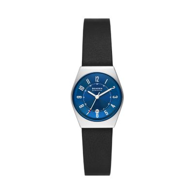 GRENEN LILLE 三針デイト ミッドナイトレザーウォッチ SKW3036 - Skagen