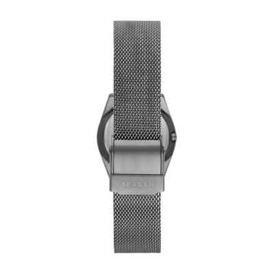 Grenen Lille Three-Hand Date Charcoal Stainless Steel Mesh Watch