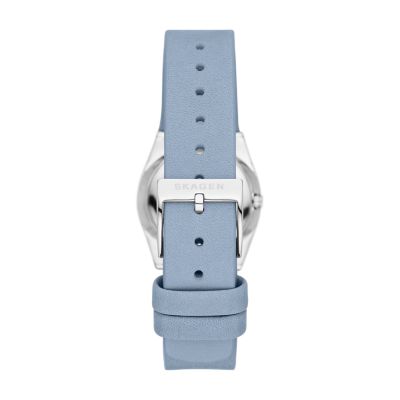 Grenen Lille Three Hand Date Coastal Blue Leather Watch SKW3040