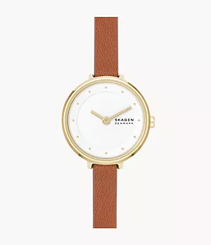 Gitte Lille Two-Hand Medium Brown Leather Watch