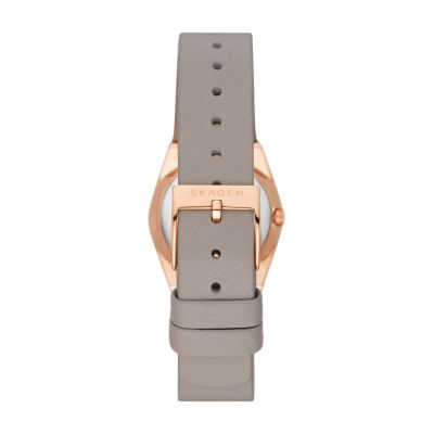 Grenen Lille Three-Hand Date Greystone LiteHide™ Leather Watch