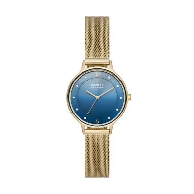 Anita Lille Three-Hand Gold Stainless Steel Mesh Watch SKW3058