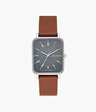 Ryle Solar-Powered Light Brown Leather Watch