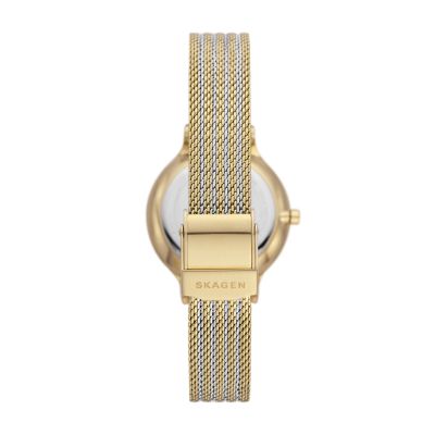 Skagen Anita Lille Three Hand Two Tone Stainless Steel Mesh Watch