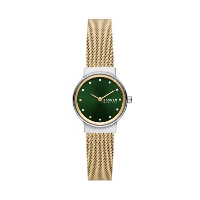 Skagen Freja Lille Two Hand Gold Stainless Steel Mesh Watch