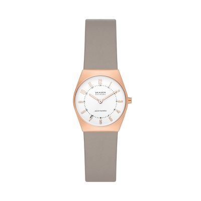Skagen Women’s Grenen Lille Solar-Powered Greystone Leather Watch
