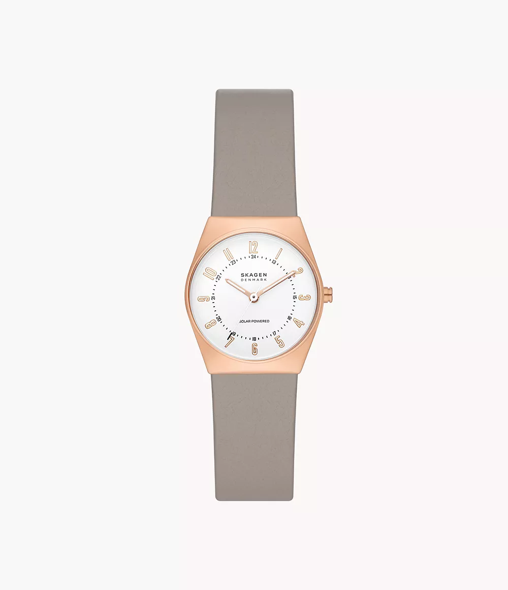 Skagen Women’s Grenen Lille Solar-Powered Greystone Leather Watch