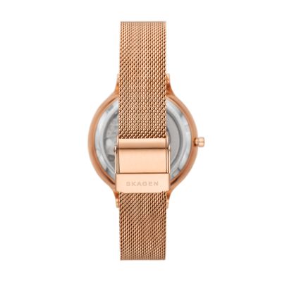 Anita Automatic Rose Gold Stainless Steel Mesh Watch - SKW3082